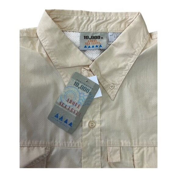 Y2K 10,000 Ft Above Sea Level Men’s Safari Fishing Shirt – Size L – Yellow – NWT - Picture 3 of 9